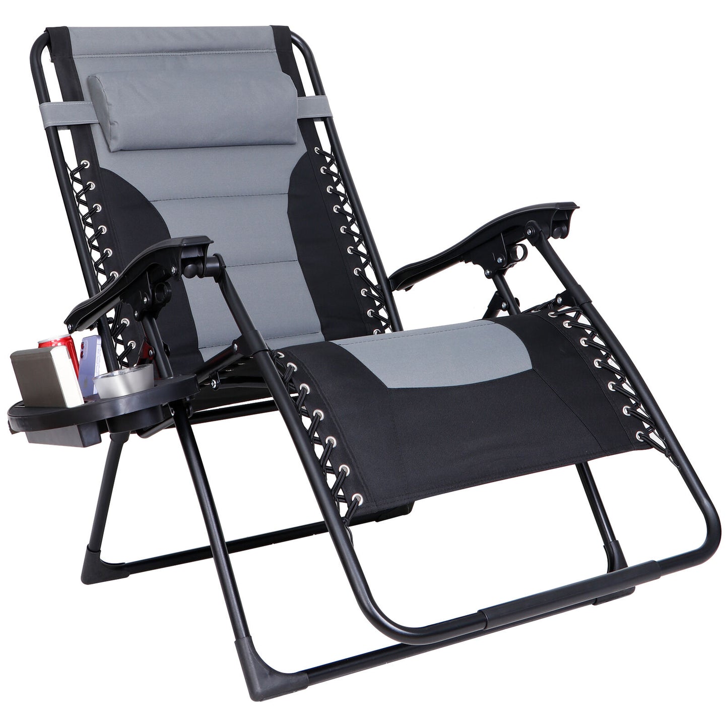 2PCS Oversized Padded Zero Gravity Chair Folding Outdoor Patio Recline