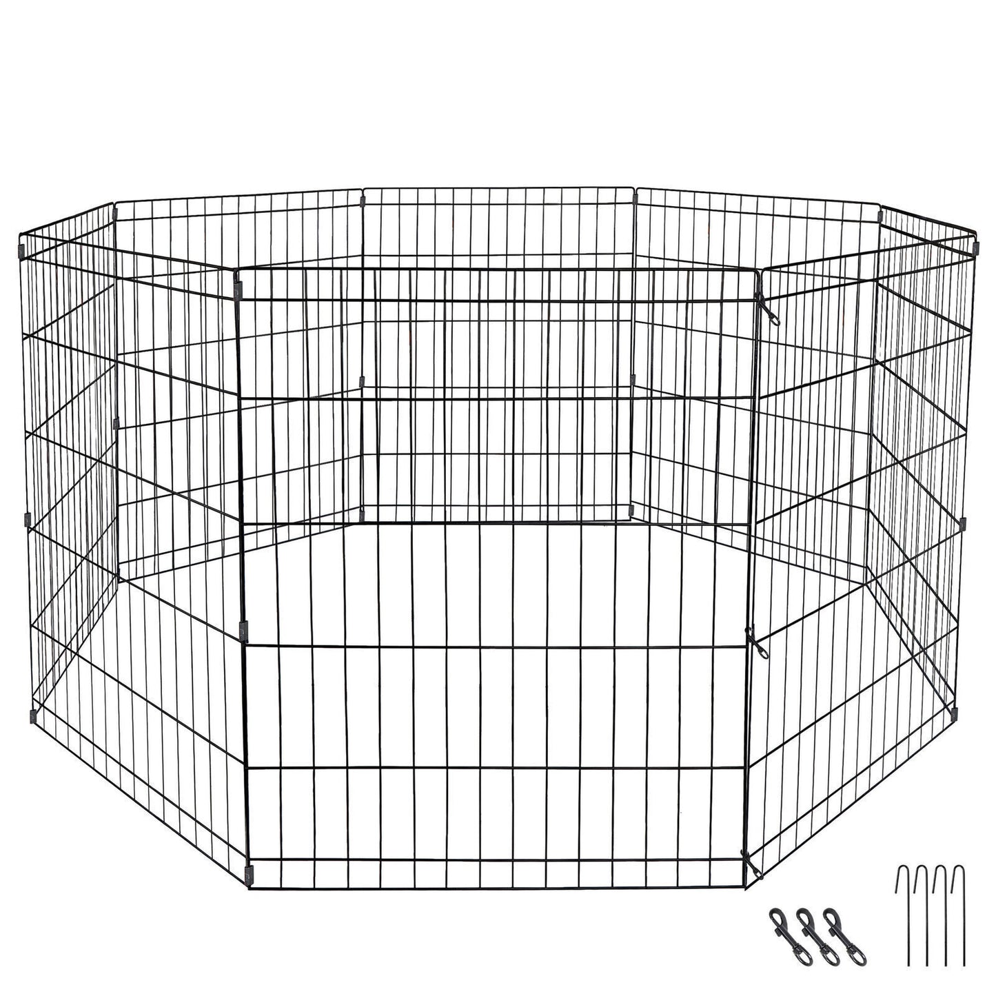 2PCS 24 Inch 8 Panels Tall Dog Playpen Large Crate Fence Pet Play Pen Cage