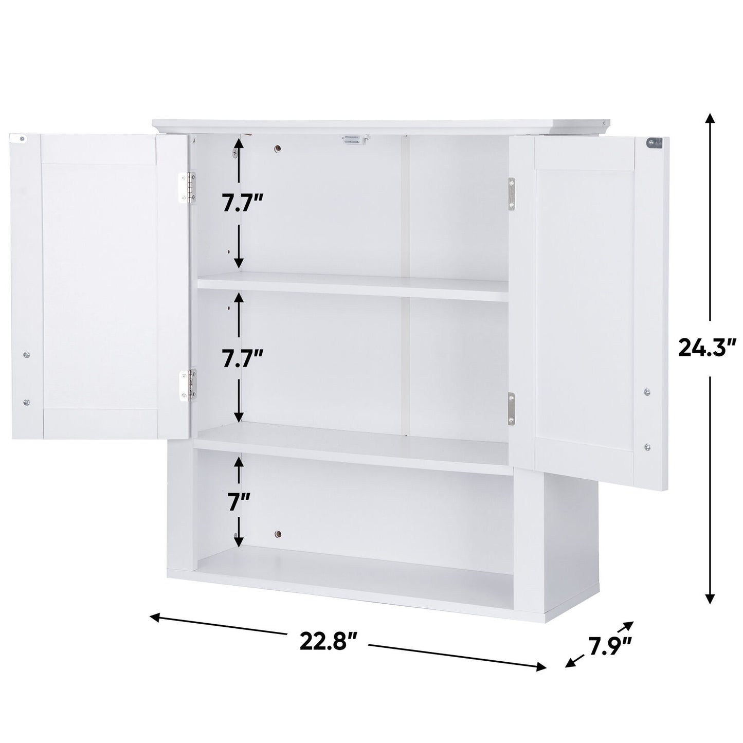 Bathroom Wall Cabinet Mounted Over Toilet Storage Space-Saving Organizing  White