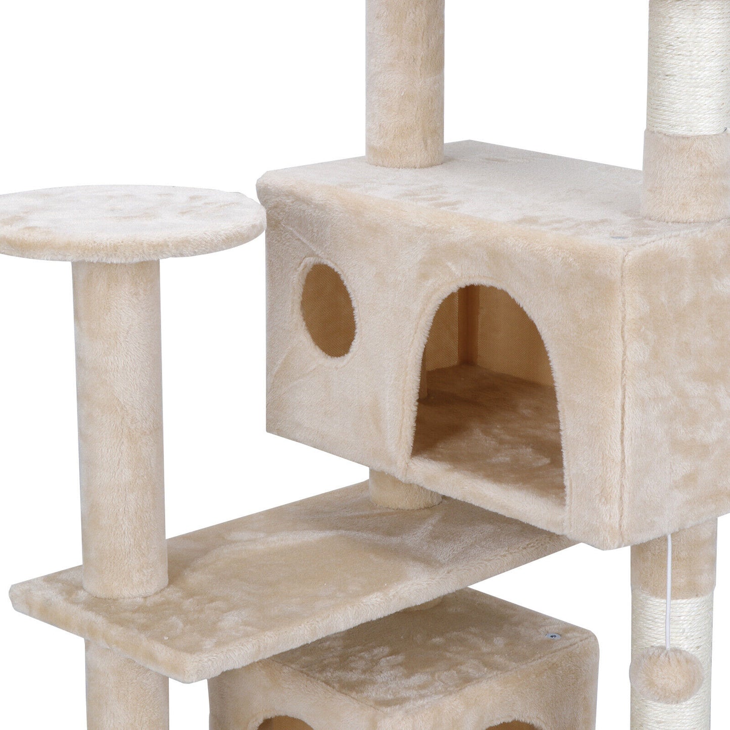 Kitten Cat Tree 53" House Play Tower Scratcher Beige Condo Post Bed Furniture