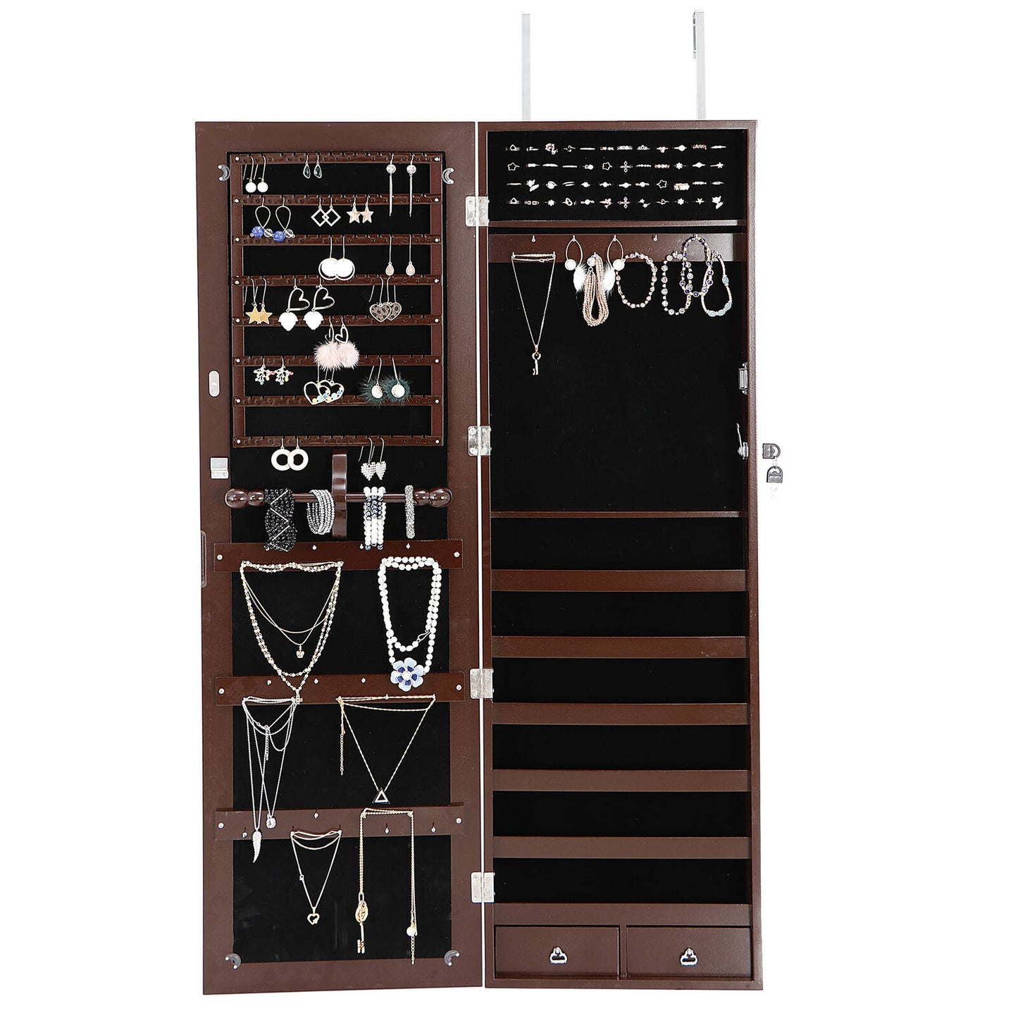Mounted Door/Wall Jewelry Cabinet Armoire Large Jewelry Box Organizer w/ Mirror