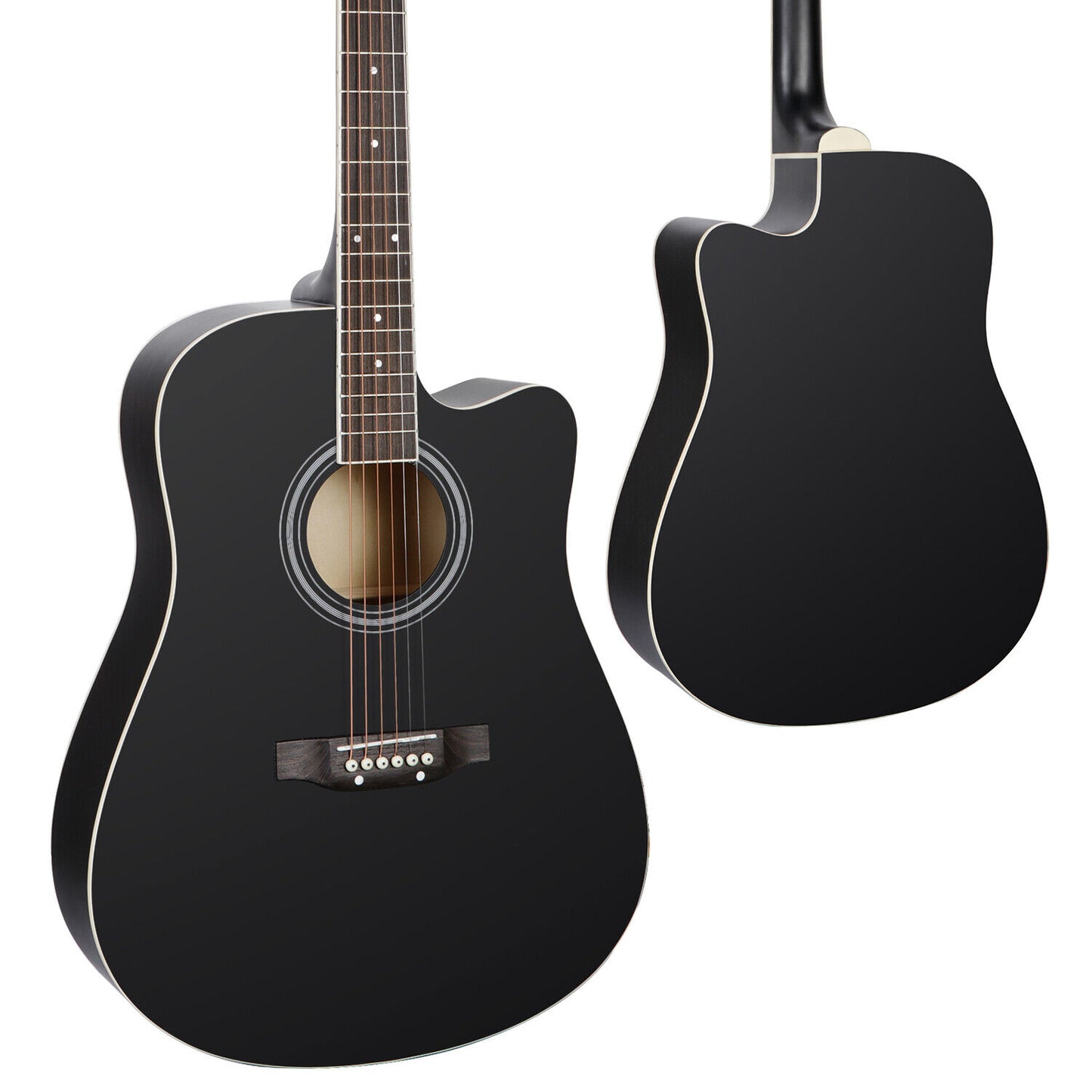 Black 41" Full Size Beginner Acoustic Guitar with Case Strap Capo Strings Tuner