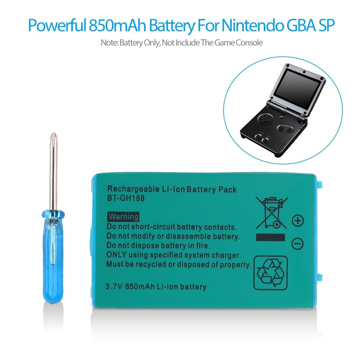 For Gameboy Advance SP Battery Rechargeable 850mAh Nintendo Game Boy GBA Replace