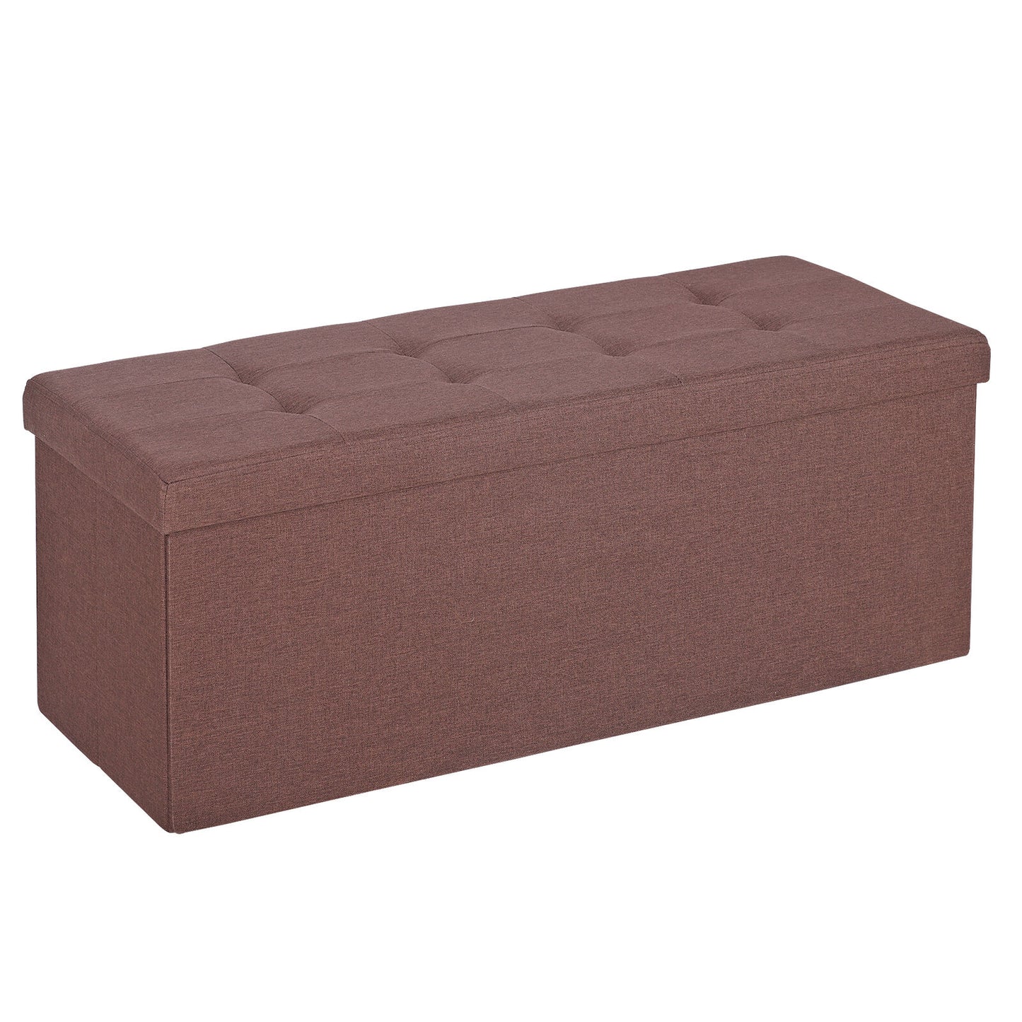 43" Storage Bench Folding Footrest Stool Toy Chest for Living Room Brown 18lbs
