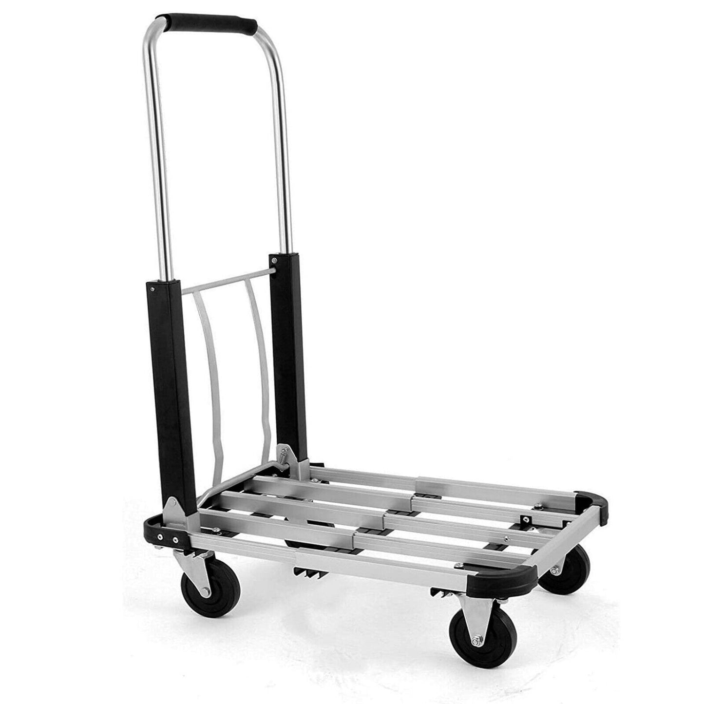 Aluminum Folding Hand Truck Dolly Cart w/ Wheels Luggage Cart Trolley for Moving