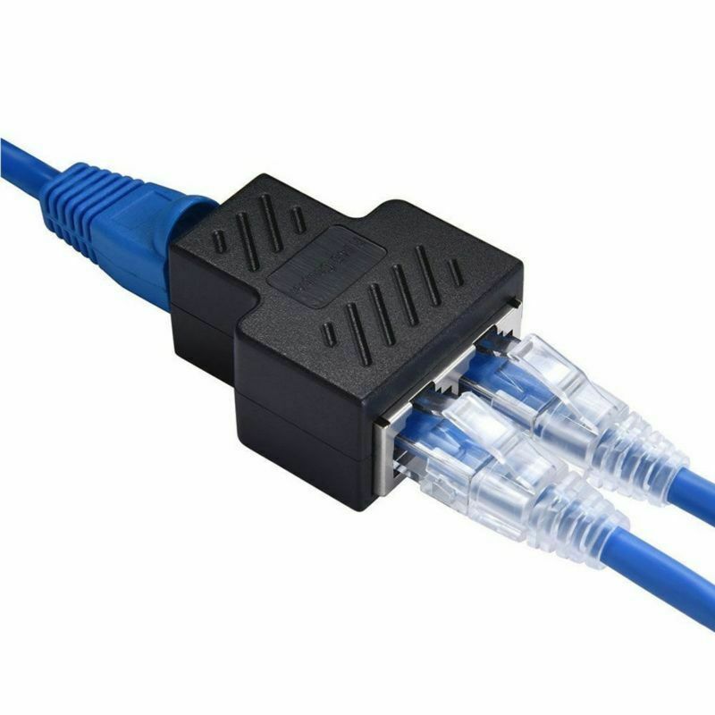 RJ45 Splitter Adapter 1 to 2 Ways Dual Female Port CAT5/6/7 LAN Ethernet Cable
