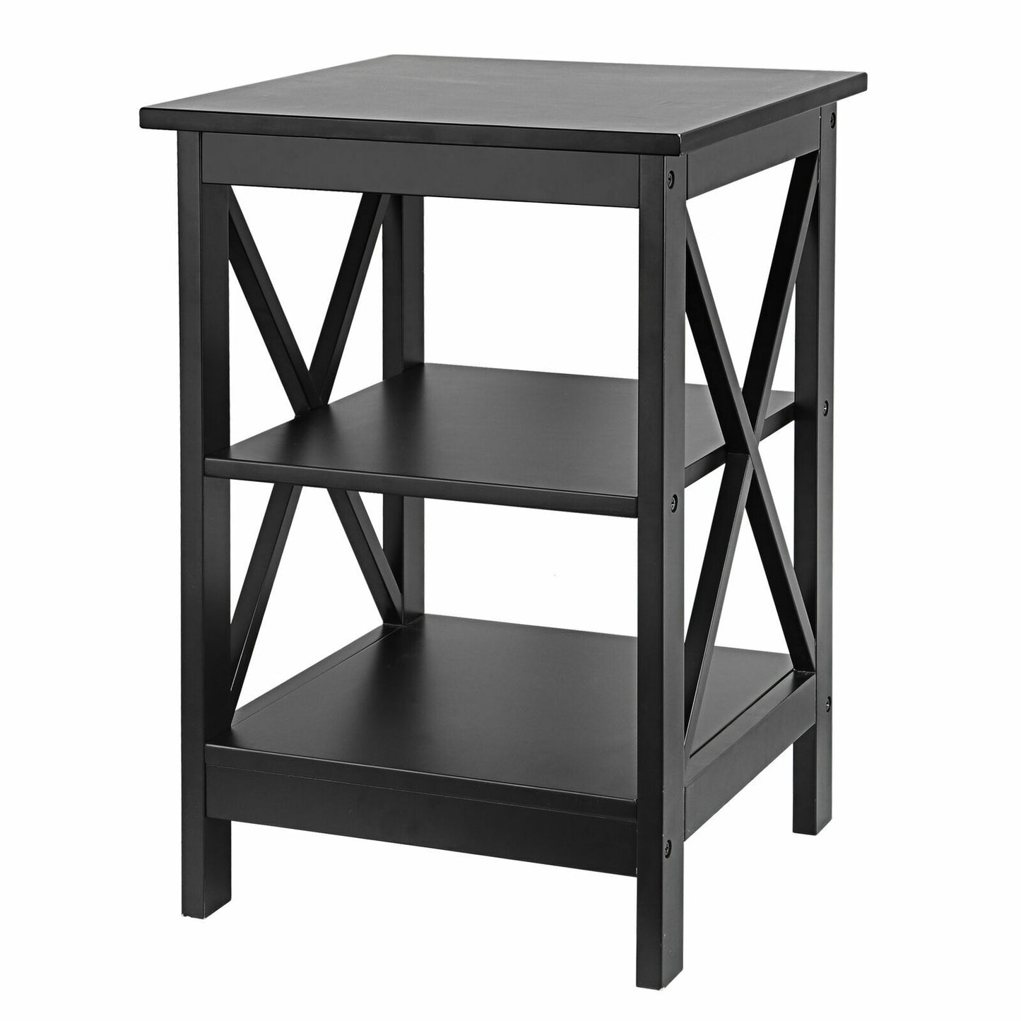 2PCS End Table with Storage Shelves Versatile X-Design Sofa Side Table Furniture