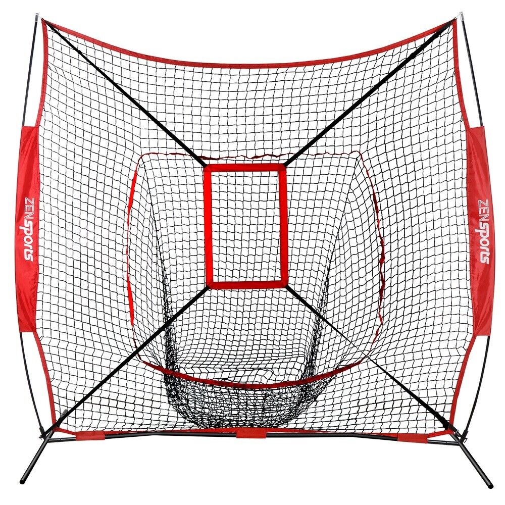Portable Baseball Softball Practice HittingTraining Net 7x7 w/ Strike Zone & Bag