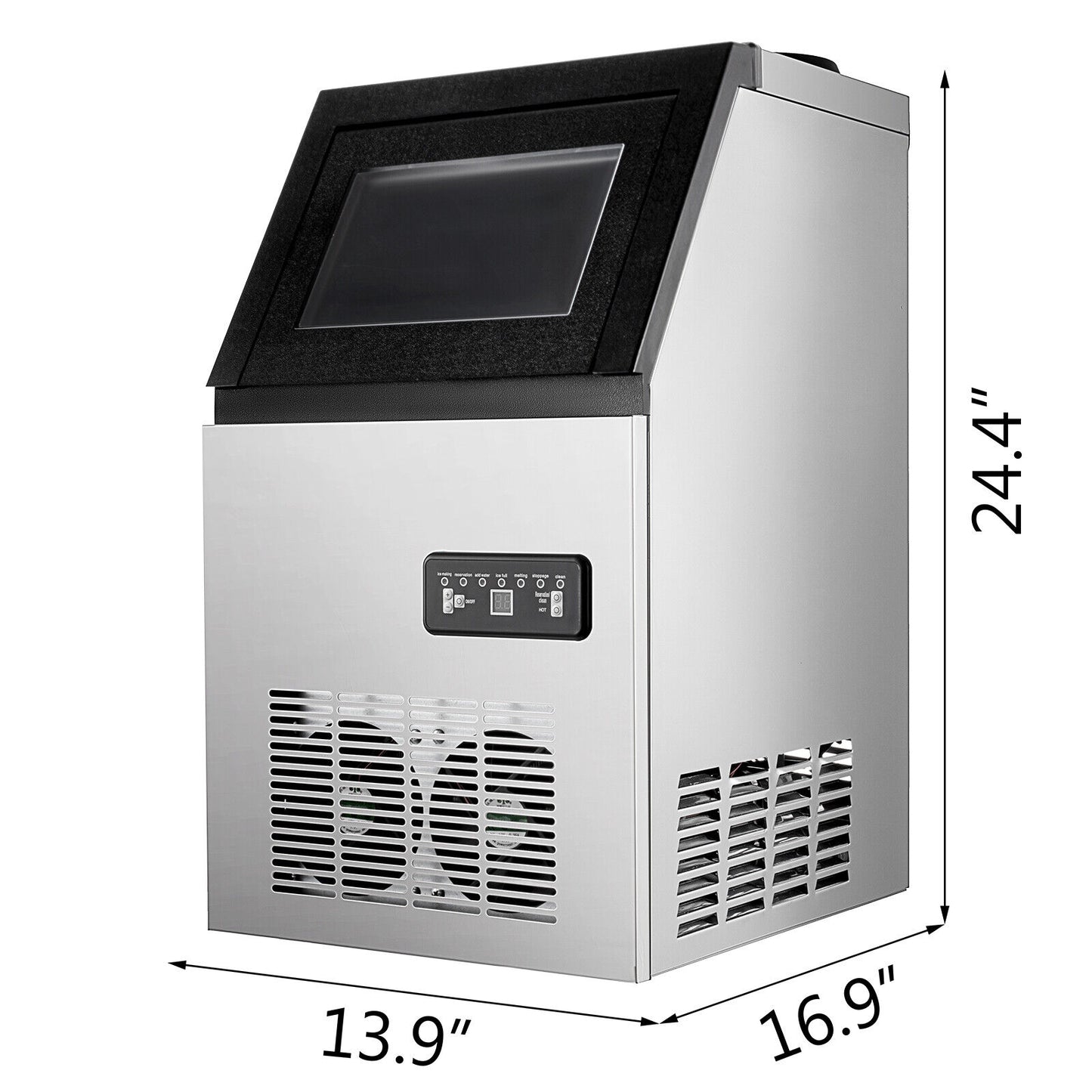 Commercial Ice Maker Stainless Undercounter Bar Restaurant Ice Cube Machine Auto