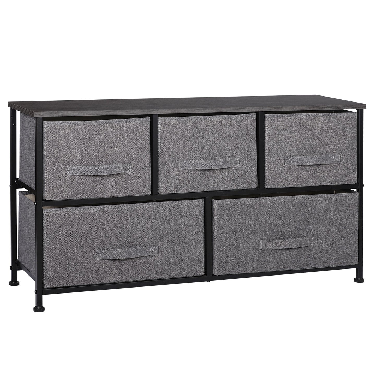 5 Drawers Extra Wide Dresser Storage Tower Chest Closets Bedroom Graphite Grey