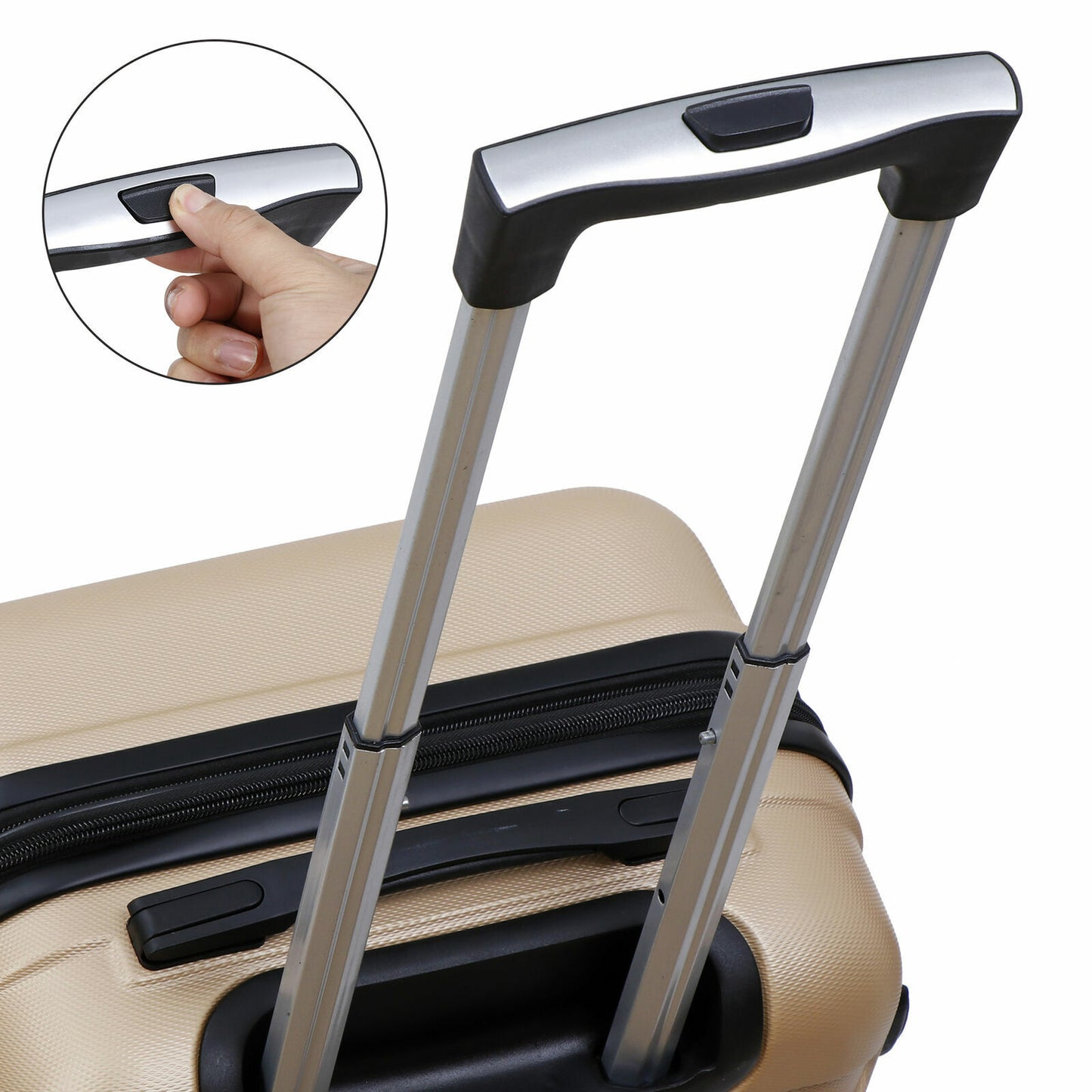 21" Champagne Travel Carry-on Luggage Trolley Suitcase Hardside Spinner Suitcase