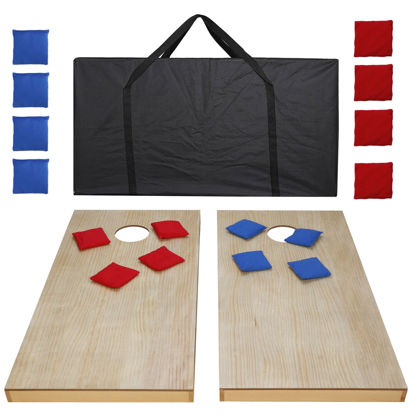4x2' Foldable DIY Wooden Bean Bag Toss Cornhole Game Set of 2Boards & 8 Beanbags