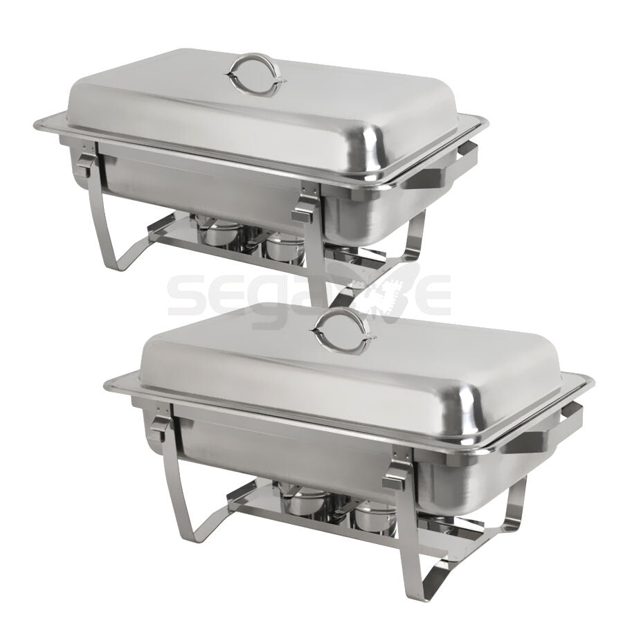 2 Pack Stainless Steel Chafing Dishes 8Quart Buffet Warming Tray Chafer Catering