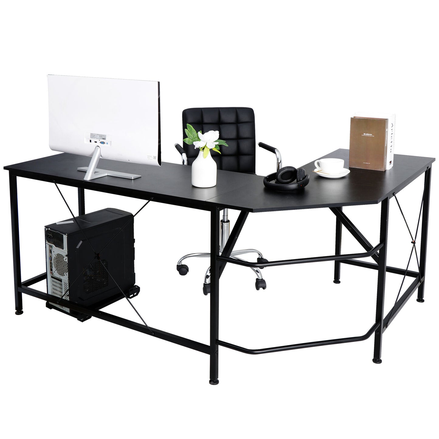 L-Shaped Desk Corner Computer Desk PC Laptop Study Table Workstation Home Office