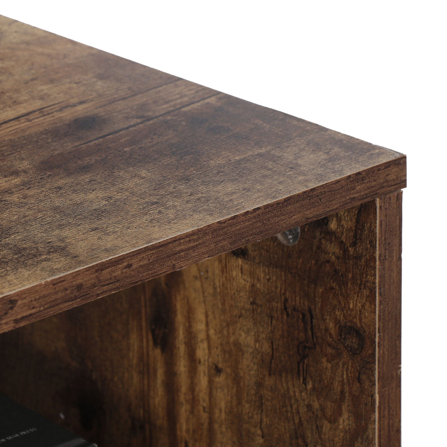 Retro Rectangular Coffee Tea Table Wooden Open Storage Shelf For Living Room