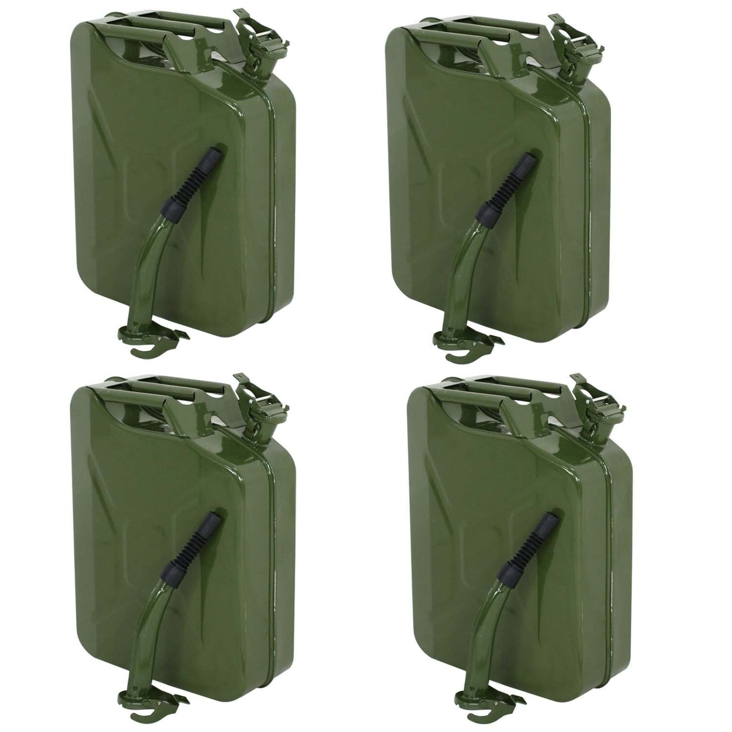 4PC 5 Gallon Military Style Jerry Green Can Storage Steel Tank 20L