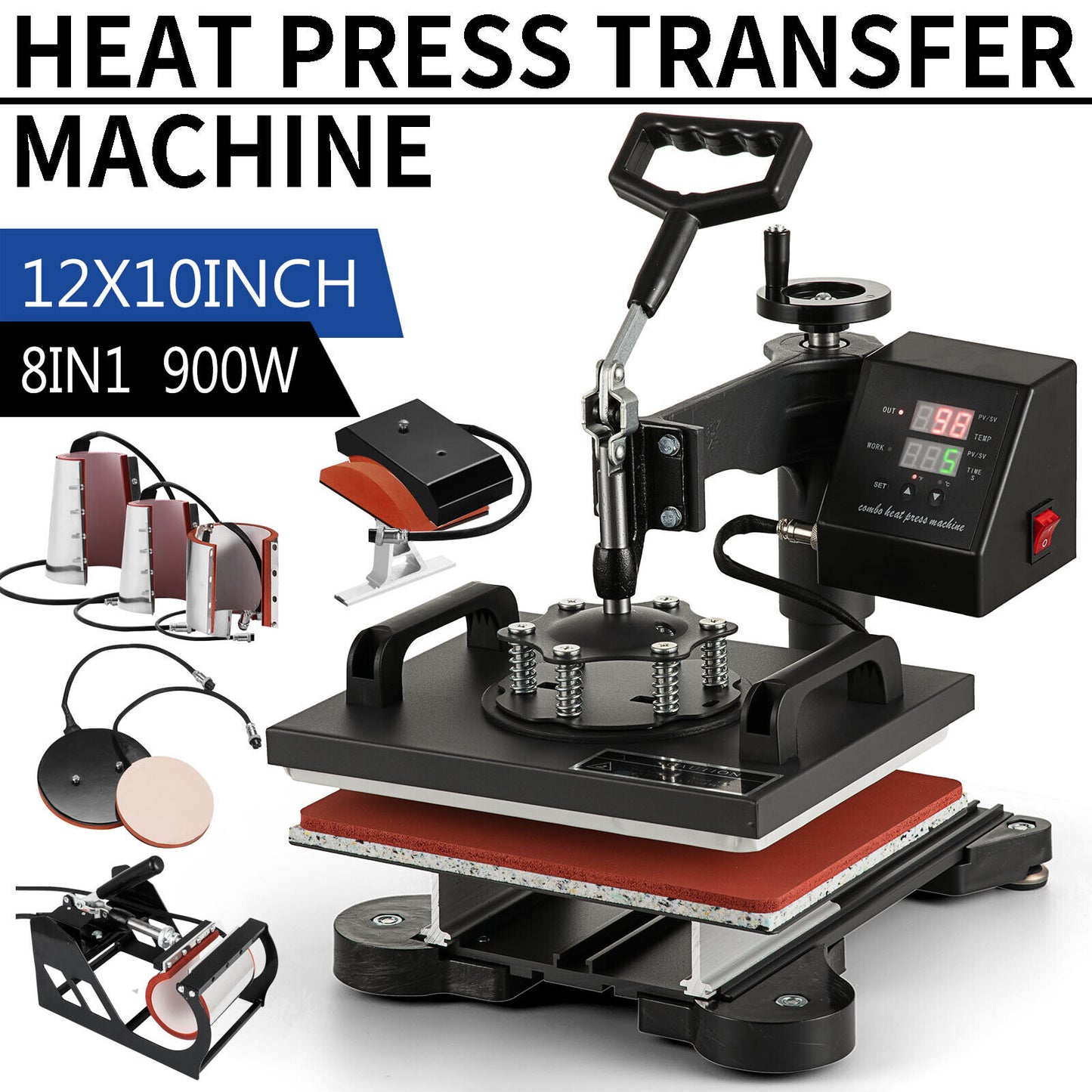 8 in 1 Heat Press T-Shirt Printing Machine Digital Transfer Sublimation Mug Hat
