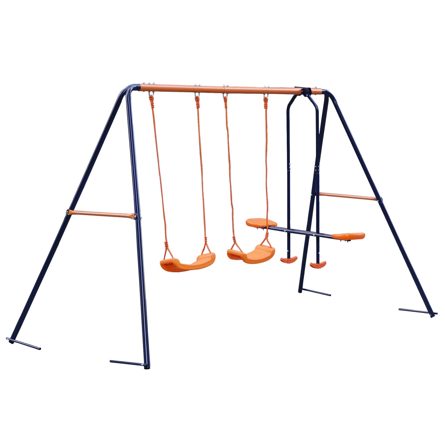Child Kids Play Garden Outdoor Double Swing Set Heavy Duty Metal Frame Swing