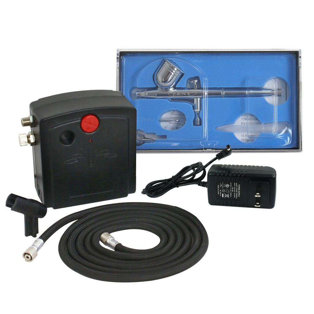 Precision Dual-Action AIRBRUSH AIR COMPRESSOR KIT SET Craft Cake Hobby Paint
