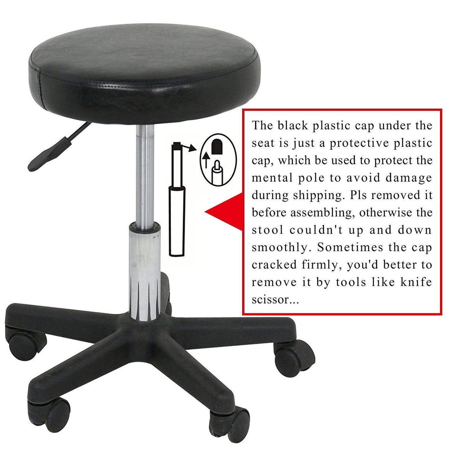 Adjustable Swivel Hydraulic Leather Salon Stool Rolling Seat Office Chair
