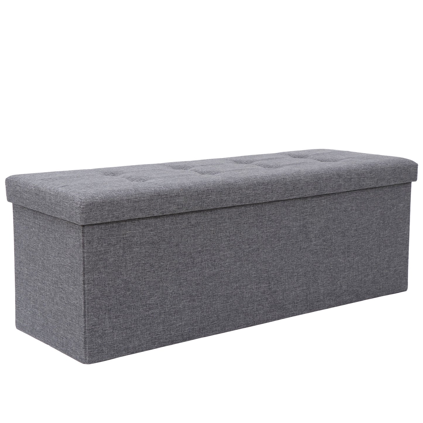 43"Folding Storage Fabric Ottoman Bench Chest Box Footrest Stools W/Wood Divier