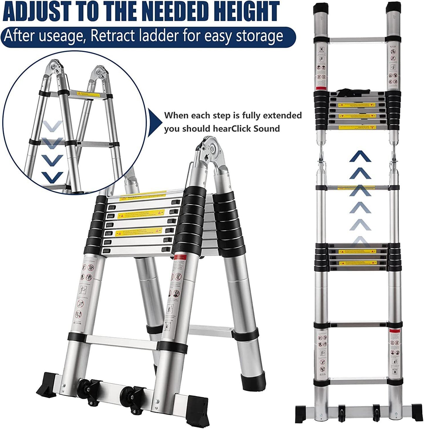 16.5FT A-Frame Heavy Duty Multi-Purpose Aluminium Telescopic Ladder Extendable