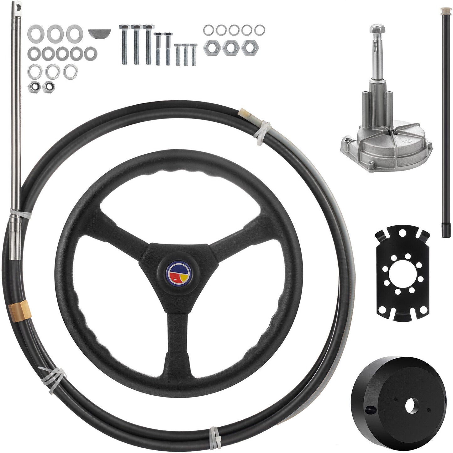 14 Feet Boat Rotary Steering System Outboard Kit SS13714 Marine With 13.5" Wheel