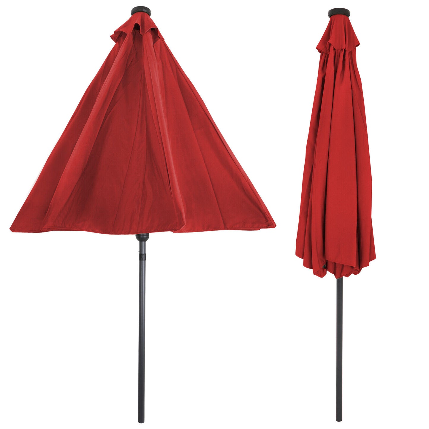 Sunshine Outdoor 10ft Solar Umbrella - 32 LED Light Aluminium Red Tilt Cover