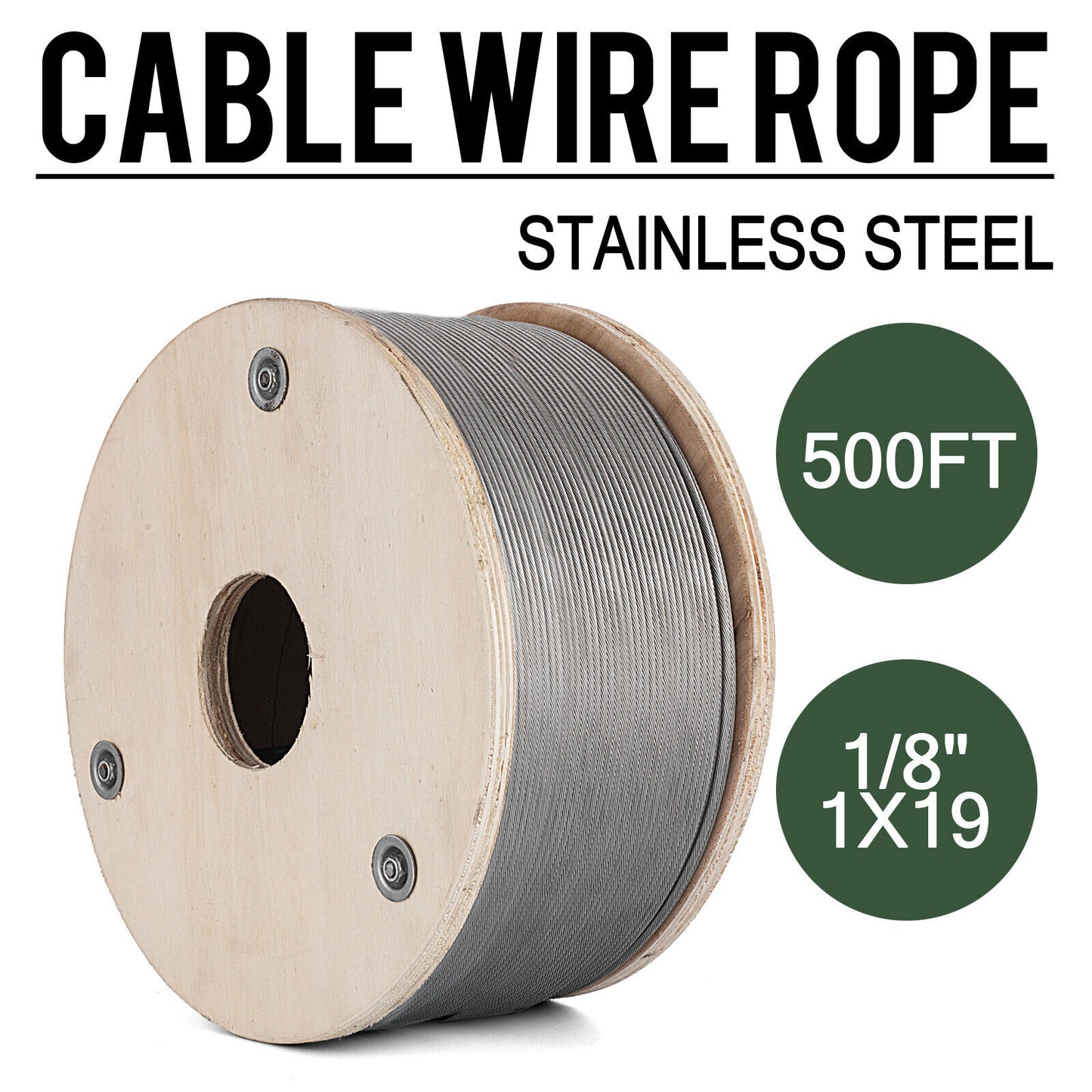 Cable Railing Kit 500ft T316 Stainless Cable Wire Rope 1/8" Stranded Wire 1x19