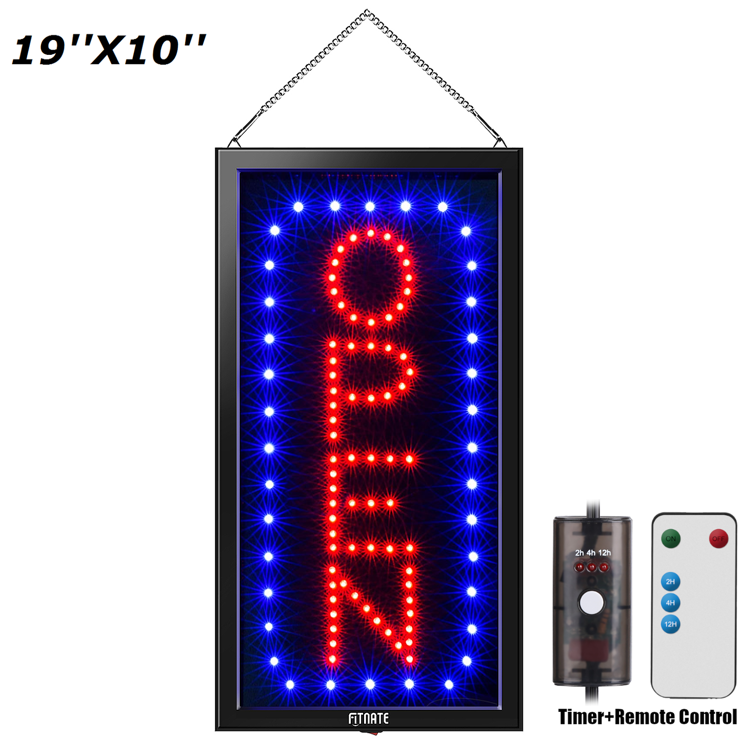 Ultra Bright LED Neon Open Light Sign Business Flashing Lamp Board +Timer Remote