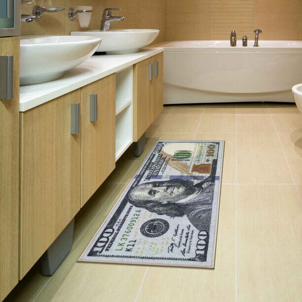 100 Dollar Bill Money Runner Rug 22"x53" Non Slip Home Floor Decor New Carpet