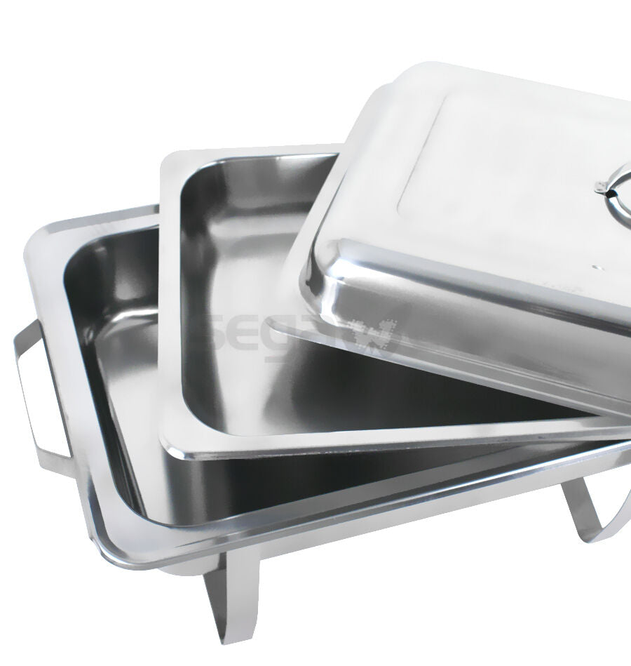 2 Pack Stainless Steel Chafing Dishes 8Quart Buffet Warming Tray Chafer Catering