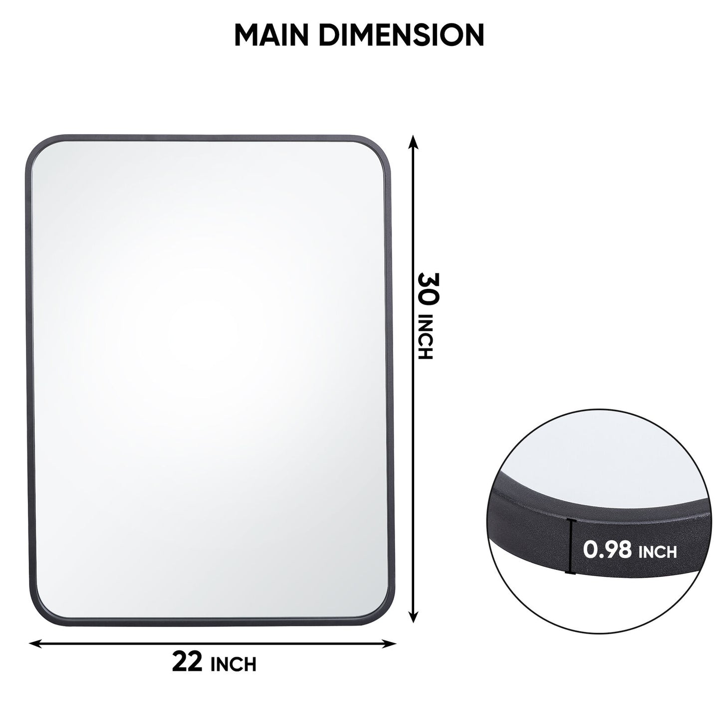 2PCS 22" X 30" Wall Mirror for Bathroom Rectangular Metal Framed Vanity Mirror