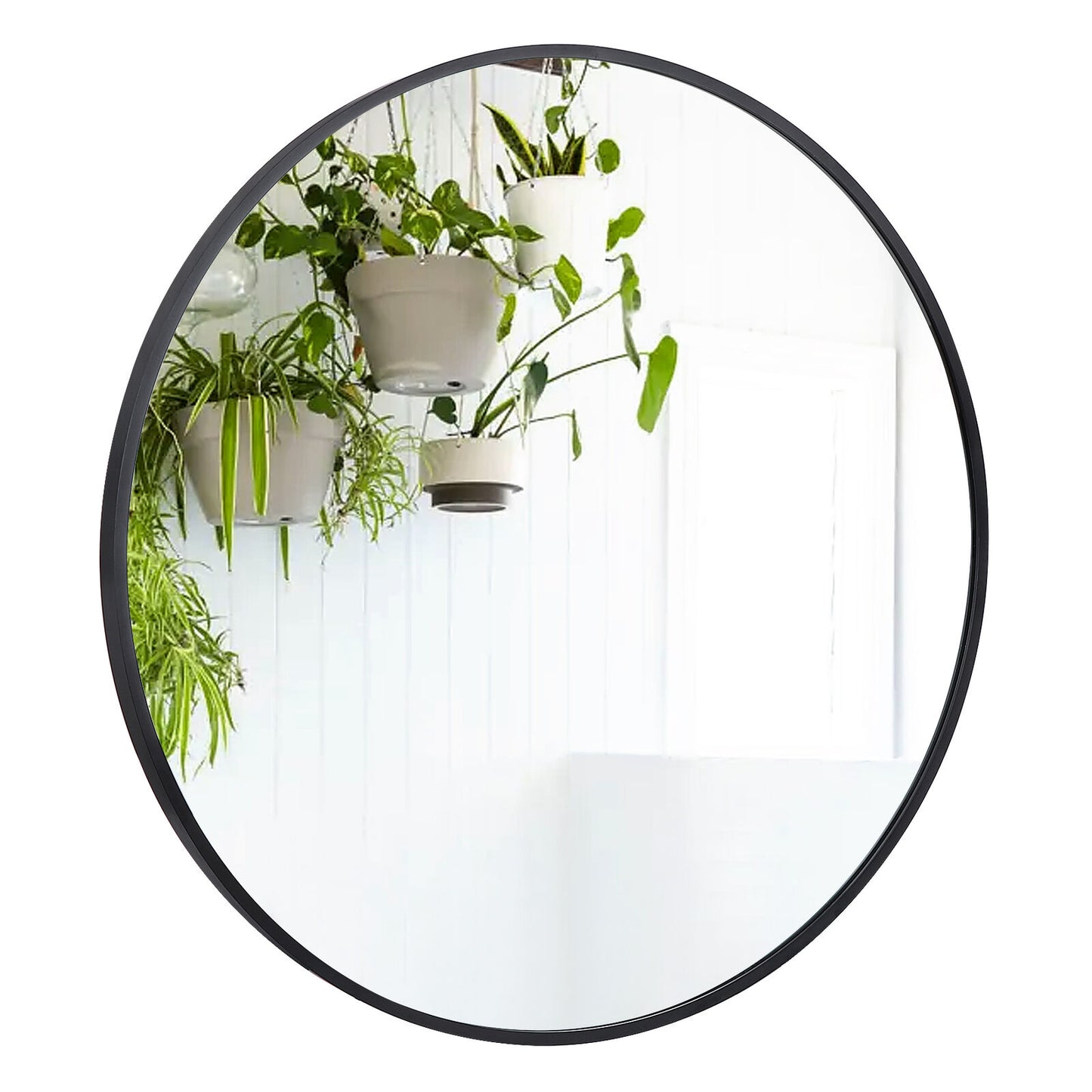 Round Mirror Black 24 inch Wall Mirror for Entryway Bathroom Living Room Modern
