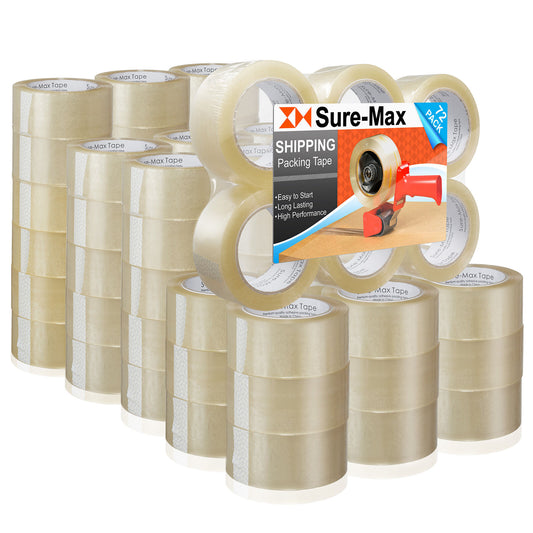 72 Rolls Carton Sealing Clear Packing Tape Box Shipping- 1.8 mil 2" x 110 Yards