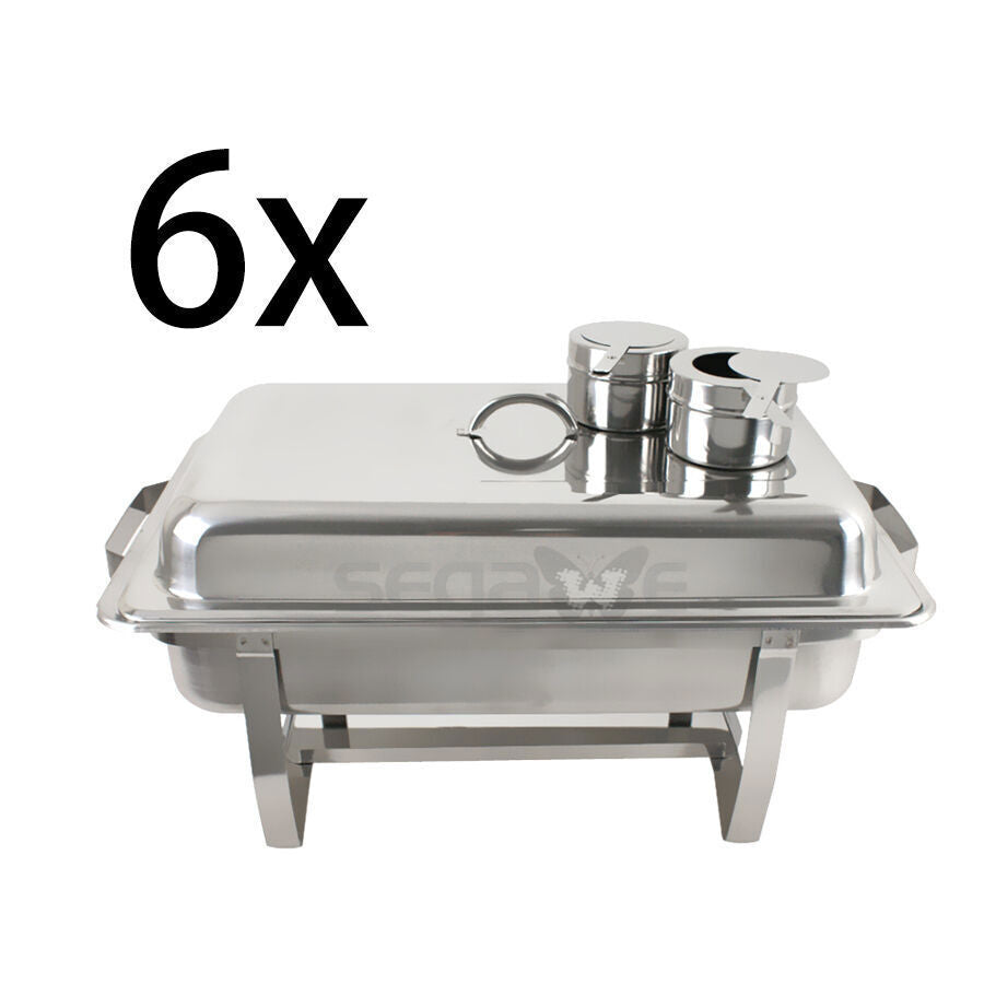 6 Pack 8QT Chafing Dish Stainless Steel Chafer Catering Food Warmer Buffet Set