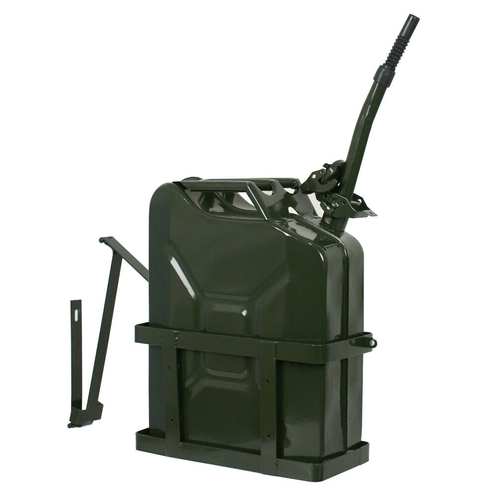 4x Jerry Can Fuel Tank w/ Holder Steel 5Gallon 20L Army Backup Military Green