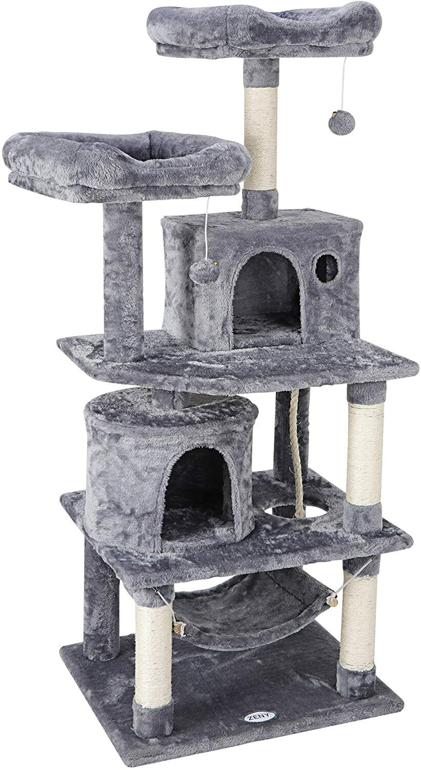 57" Multi-Levels Cat Tree Activity Tower Hammock Style Furniture Scratching Post
