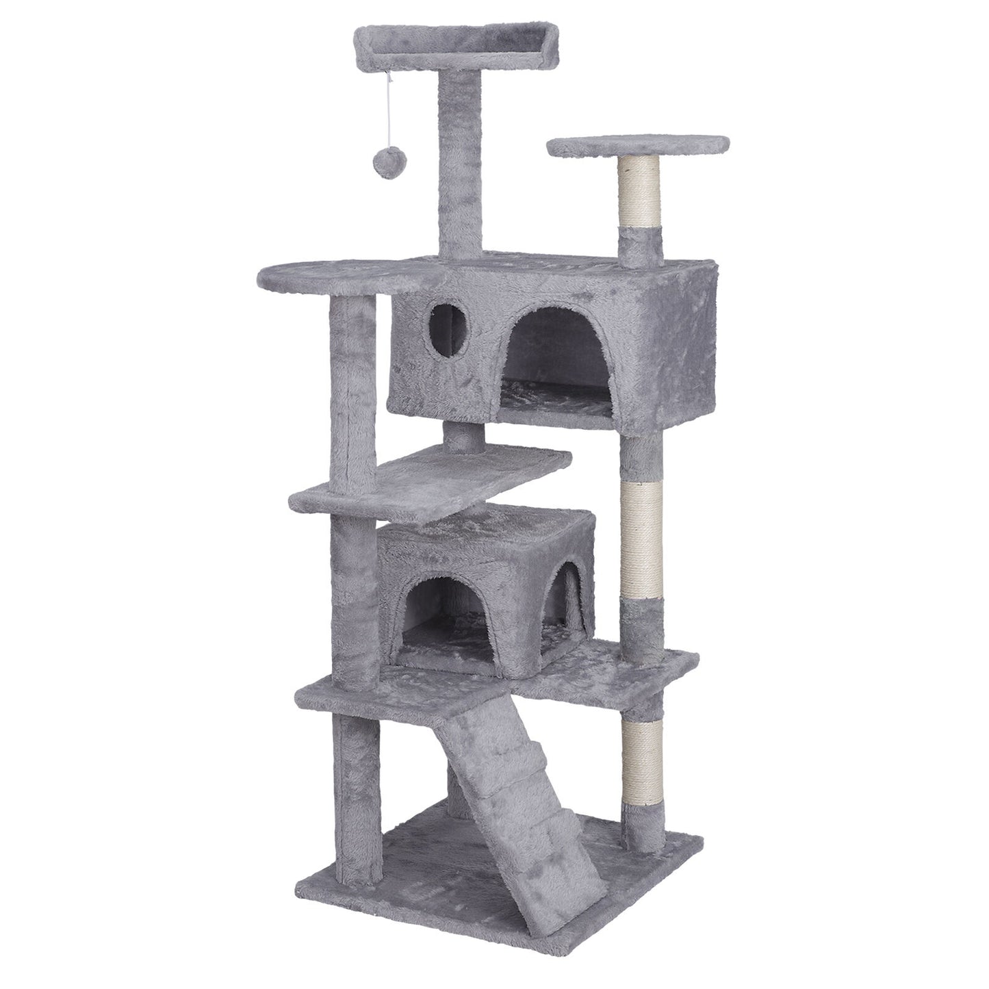 55" Cat Tree Scratching Condo Kitten Activity Tower Playhouse W/ Cave Indoor