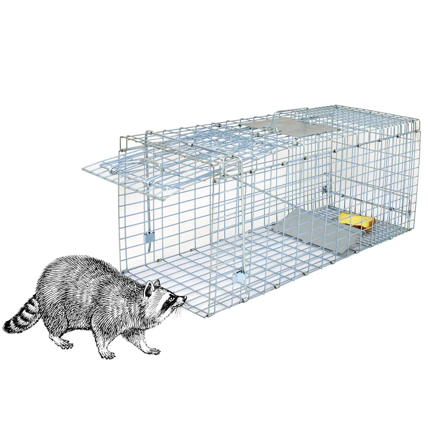 Humane Animal Trap 32x12x12 Steel Cage Live Rodent Control Skunk Rabbit Opossum