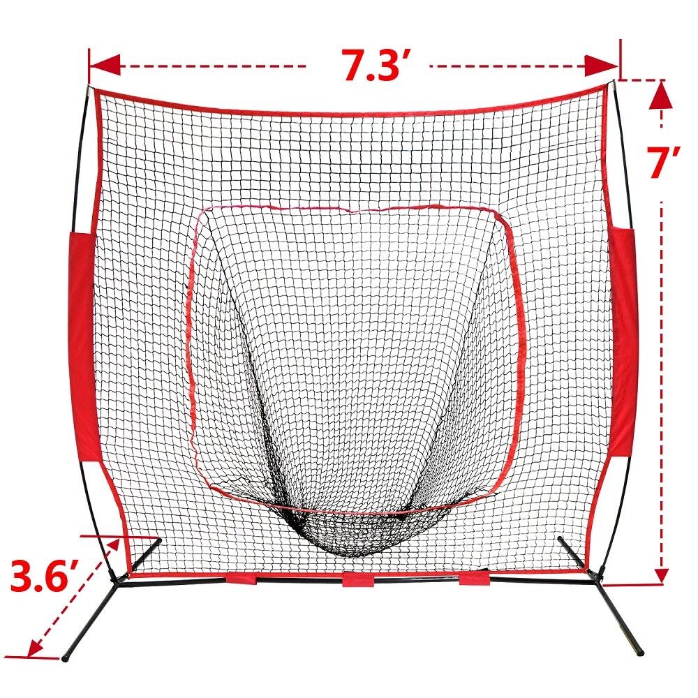 7x7Ft Bow Frame Baseball Softball Teeball Practice Batting Training Net W Bag