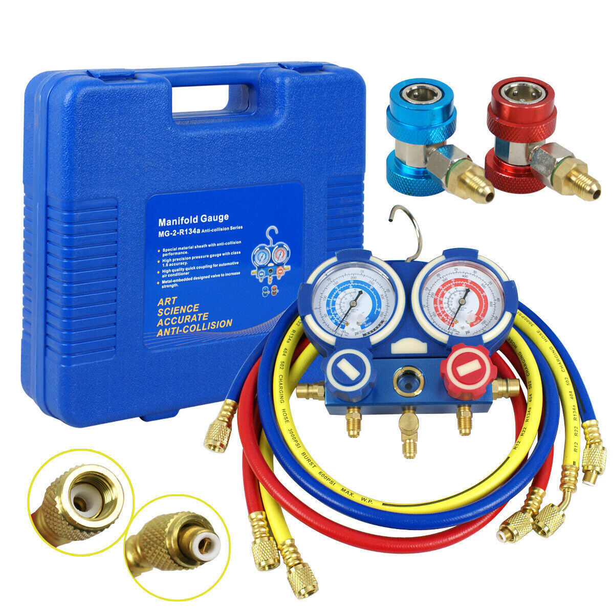 4 CFM Vacuum Pump Air Refrigeration Kit AC Manifold Gauge Set R134A R410A R22