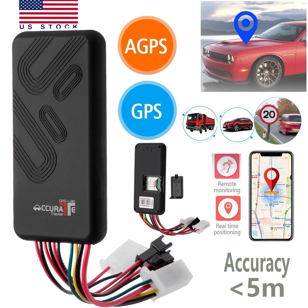 Car GPS Tracker Real Time Tracking Device GSM SIM GPRS Locator for Truck Vehicle