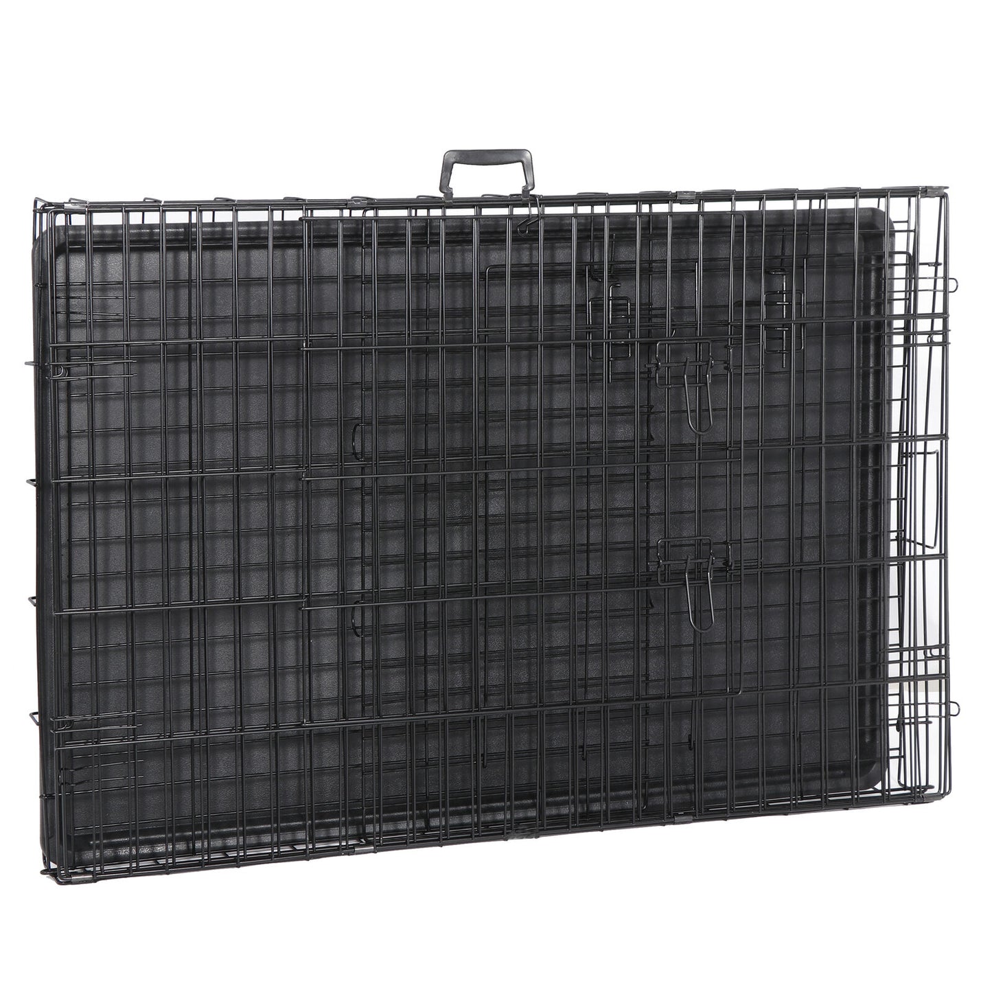 42" Metal Pets Dog Crate Double Door Folding Metal Dog Crates Fully Equipped