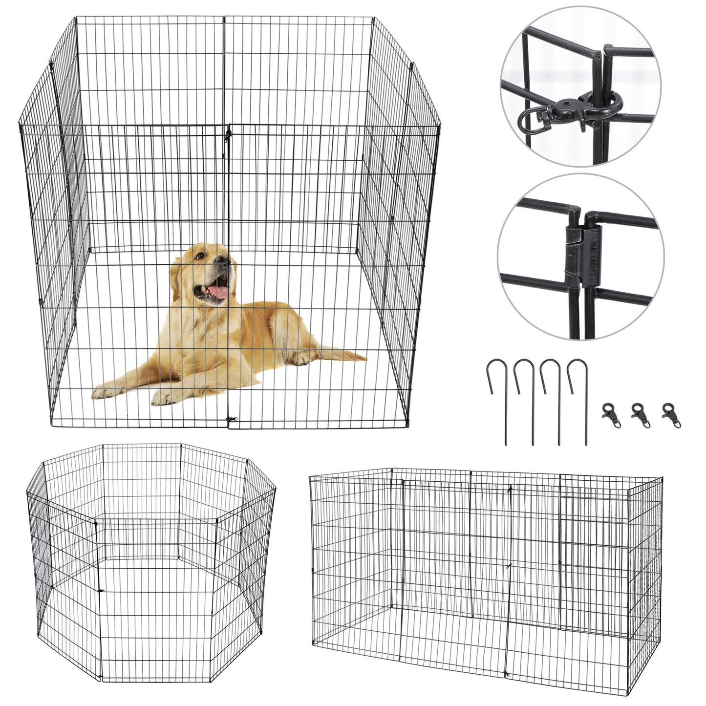 42 Inch 8 Panels Tall Dog Playpen Large Crate Fence Pet Play Pen Exercise Cage