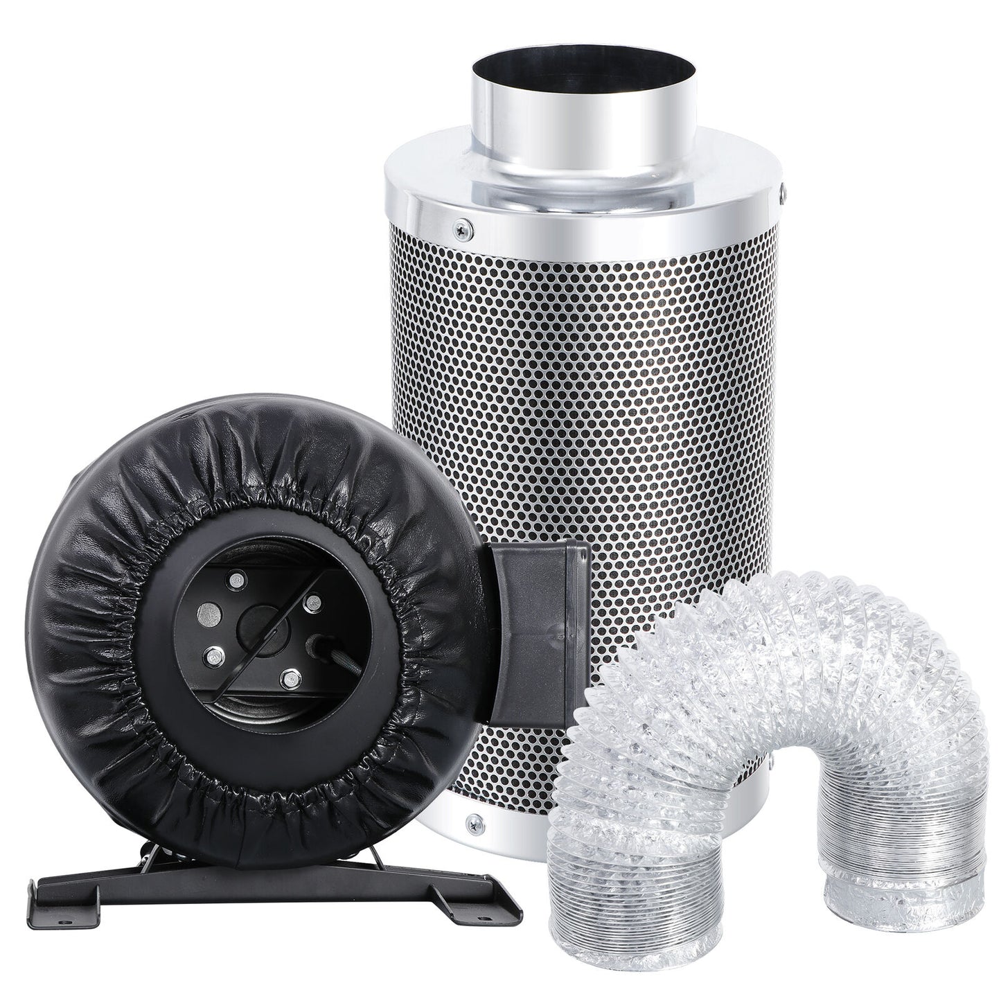 Air Filtration Kit 276 CFM Inline Fan 4 Carbon Filter 8 Feet of Ducting Combo