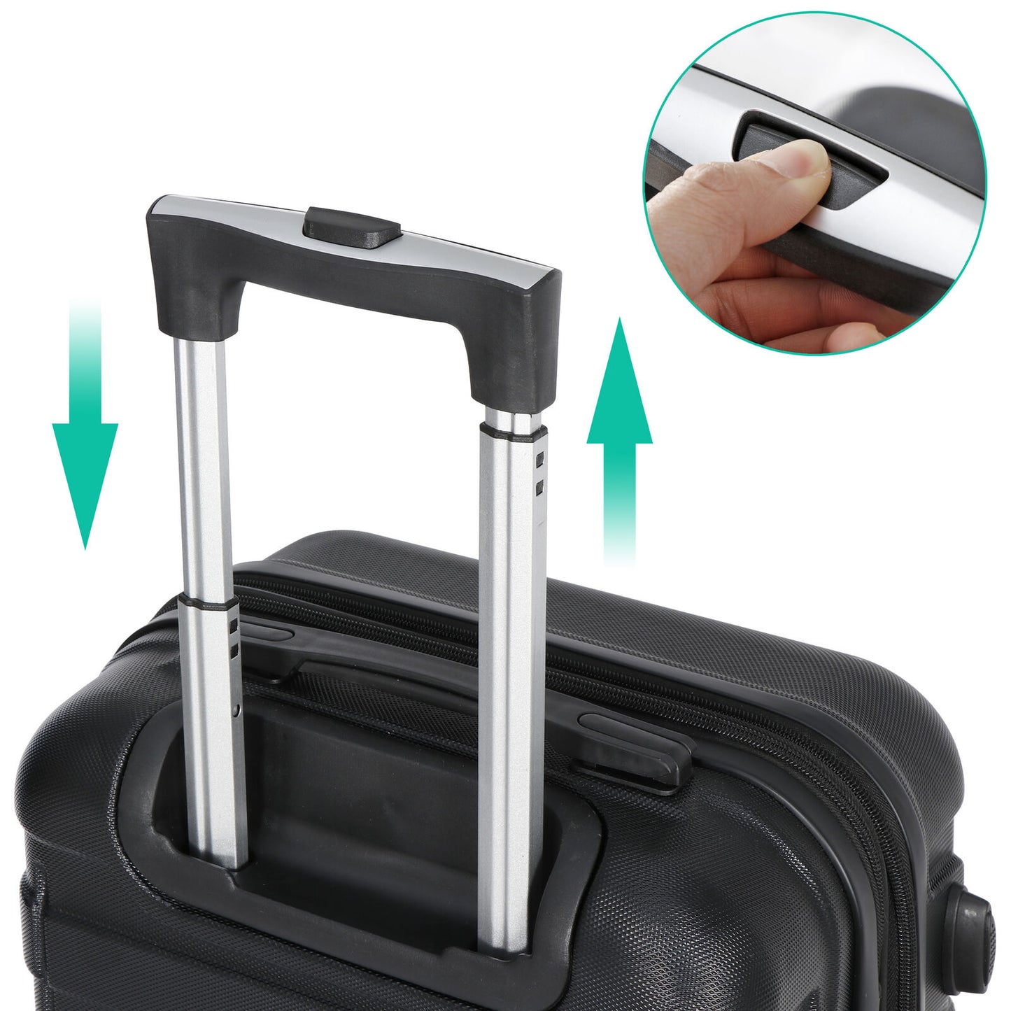 21" Hardside Carry On Luggage Suitcase Travel Bag Trolley Spinner W/wheels Black