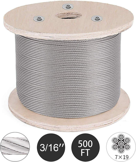 T304 Stainless Steel Cable Wire Rope 3/16" 7x19 Cable Railing Kit Decking 500FT