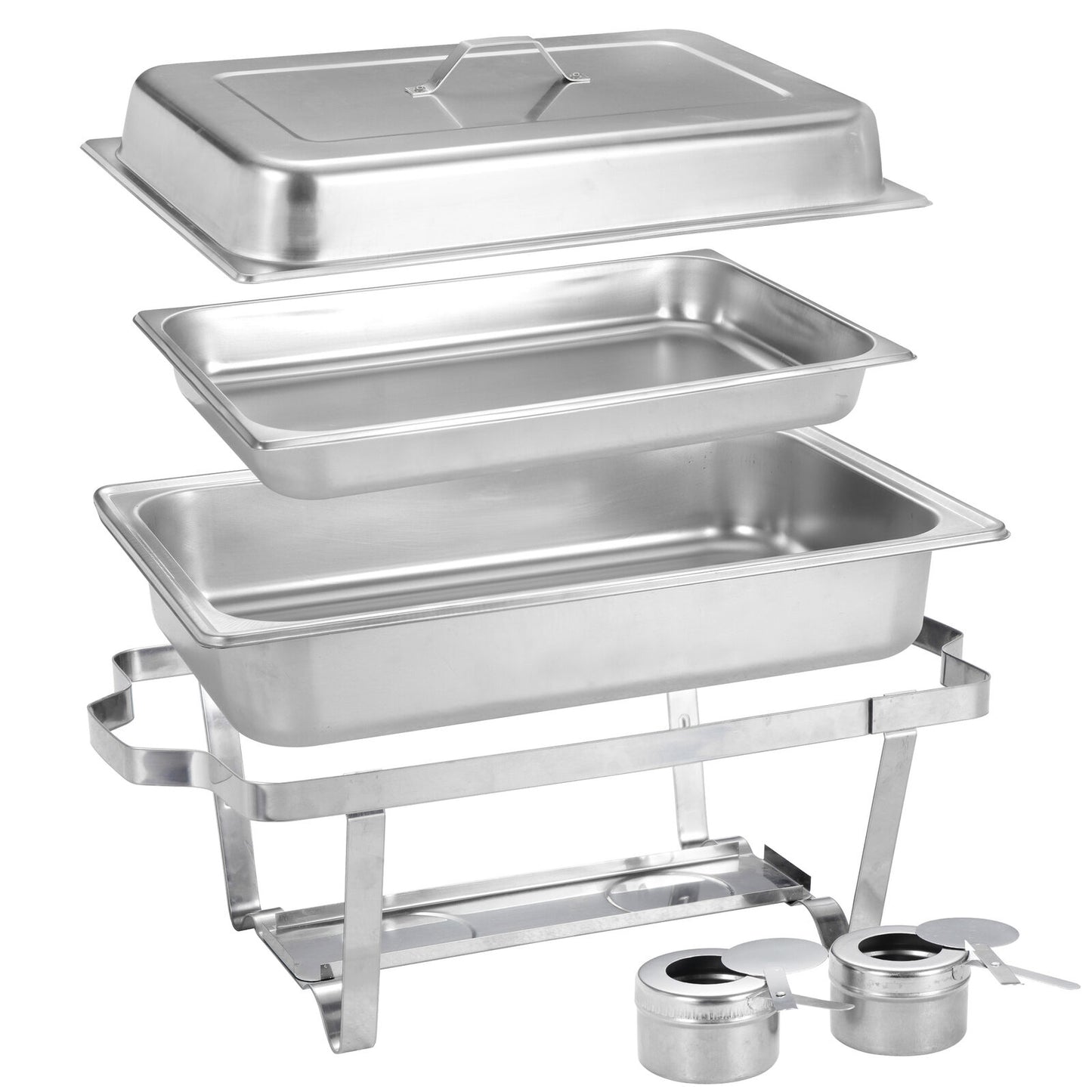 4 Packs Chafing Dish 8 Quart Stainless Steel Full Size Buffet Rectangular Chafer