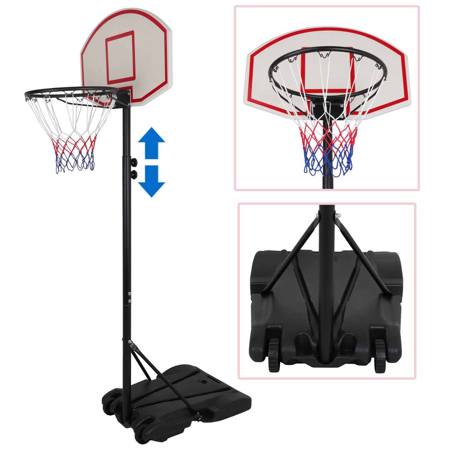 Pro 7ft Basketball Hoop Adjustable Height Portable Backboard System Junior Kid